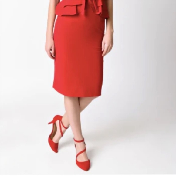 🆕 Stop Staring Faith red peplum vintage retro pinupp midi wiggle dress - Picture 3 of 14